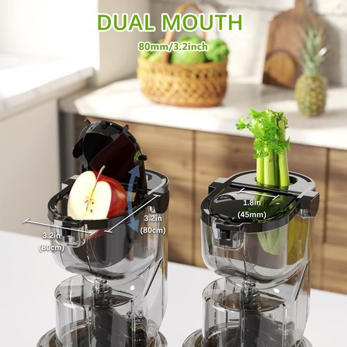Cold Press Juicer Machines - 2-in-1 Masticating Juicer for Juice & Ice Cream | 200W Touchscreen, 3.2” Feed Chute