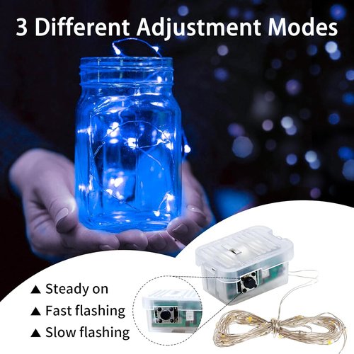 Blue Fairy Lights - 24 Pack 7Ft Twinkle String Lights | Battery Operated & Waterproof for Weddings, Parties, & Holidays