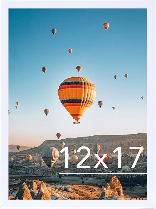 JCJMY 12x17 Picture Frame - White Wall Mount for Horizontal or Vertical Display | Durable Shatter-Resistant Plexiglass