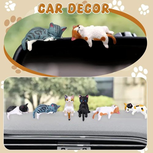 Exasinine Mini Cat Car Accessories - Cute Dashboard Decor & Rear View Mirror Gift | 10 Pcs Set