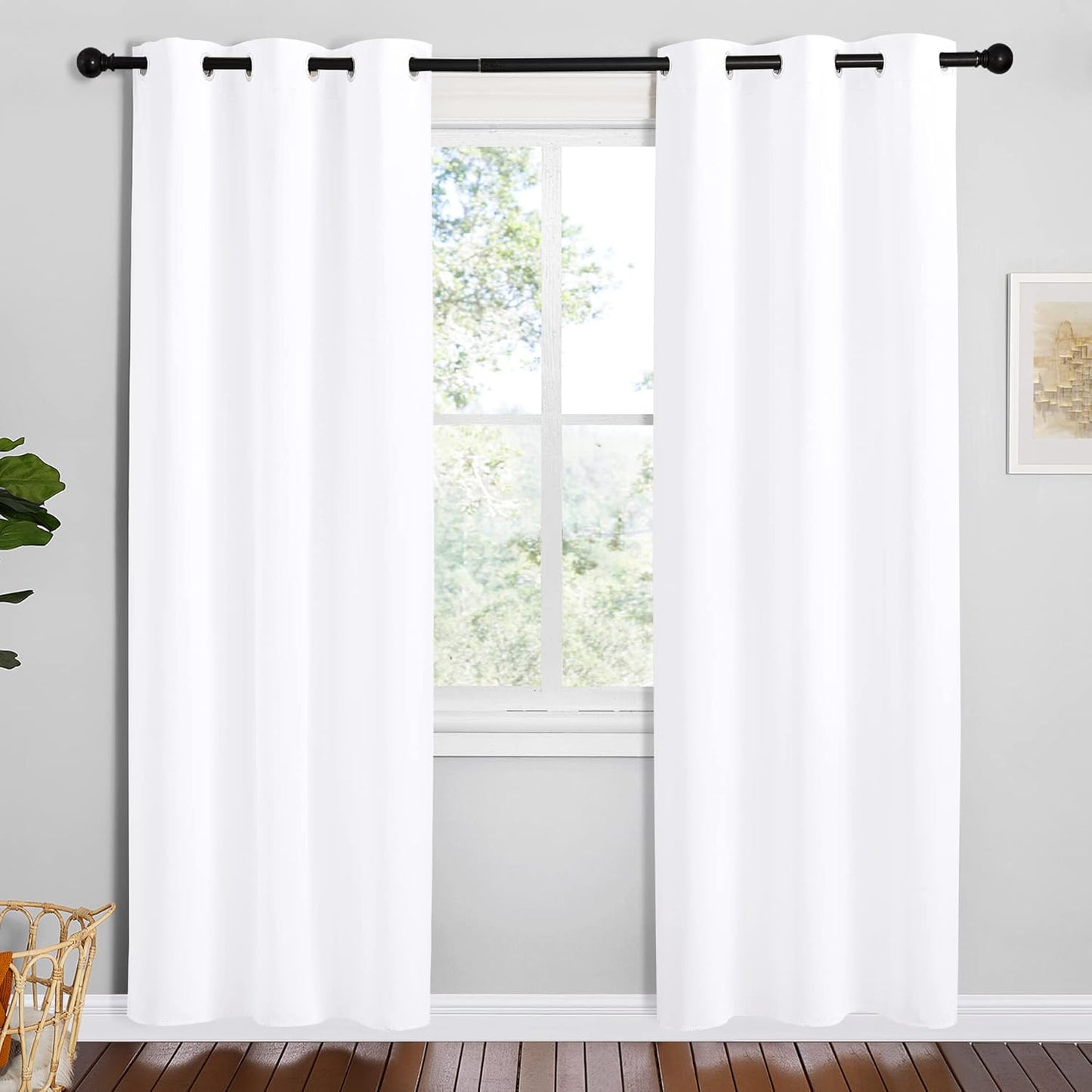 NICETOWN White Small Window Blackout Curtain Panels - 50% Light Blocking, Set of 2 | 42" x 78" for Bedroom & Dining Room