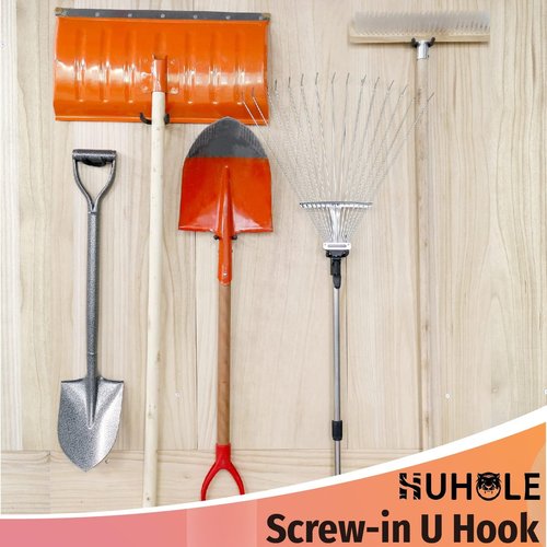 HUHOLE U Hooks Value Set - 16 Pack Vinyl Coated Steel Utility Hangers for Organizing Tools | Black
