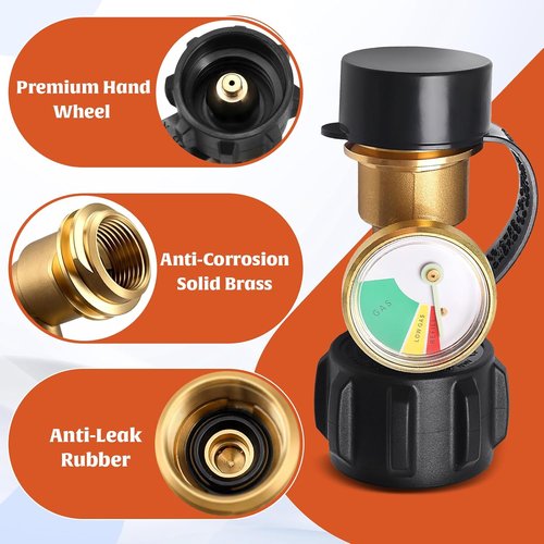 AWEASROY Propane Tank Gauge - Leakproof Level Indicator for 5lb-40lb Tanks | Quick Connect Fuel Check (2 Pack)