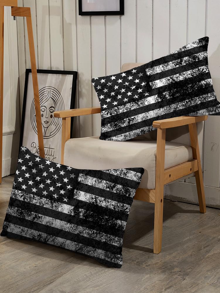 kxry Black and White USA American Flag Comforter Set Queen Size for Boys Kids Teens Dirty US Stars Stripes Flags Bedding Quilt 1 Comforter + 2 Pillow Cases