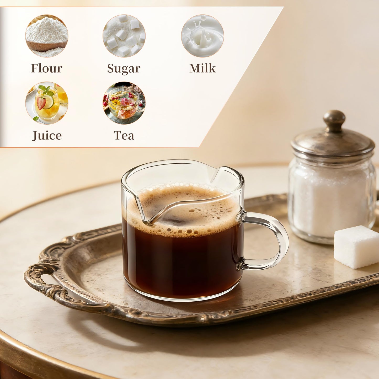 Supercenter Espresso Cups | 2-Pack,4 oz High-Transparency Glass Doubleshot Coffee Cups, Dishwasher Safe, Dual Pour Design