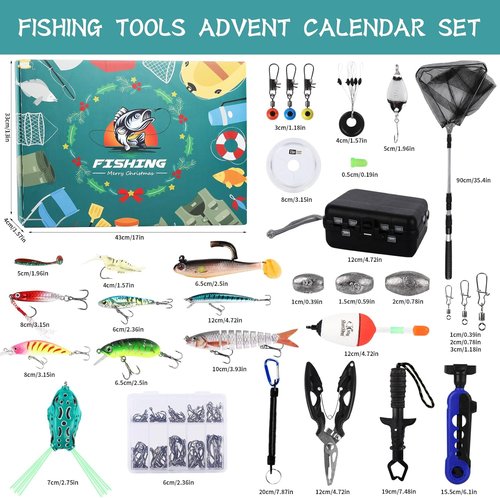 Fishing Advent Calendar 2025 - 24-Day Mystery Box of Lures & Tackle | Perfect Countdown Gift for Fishermen & Anglers