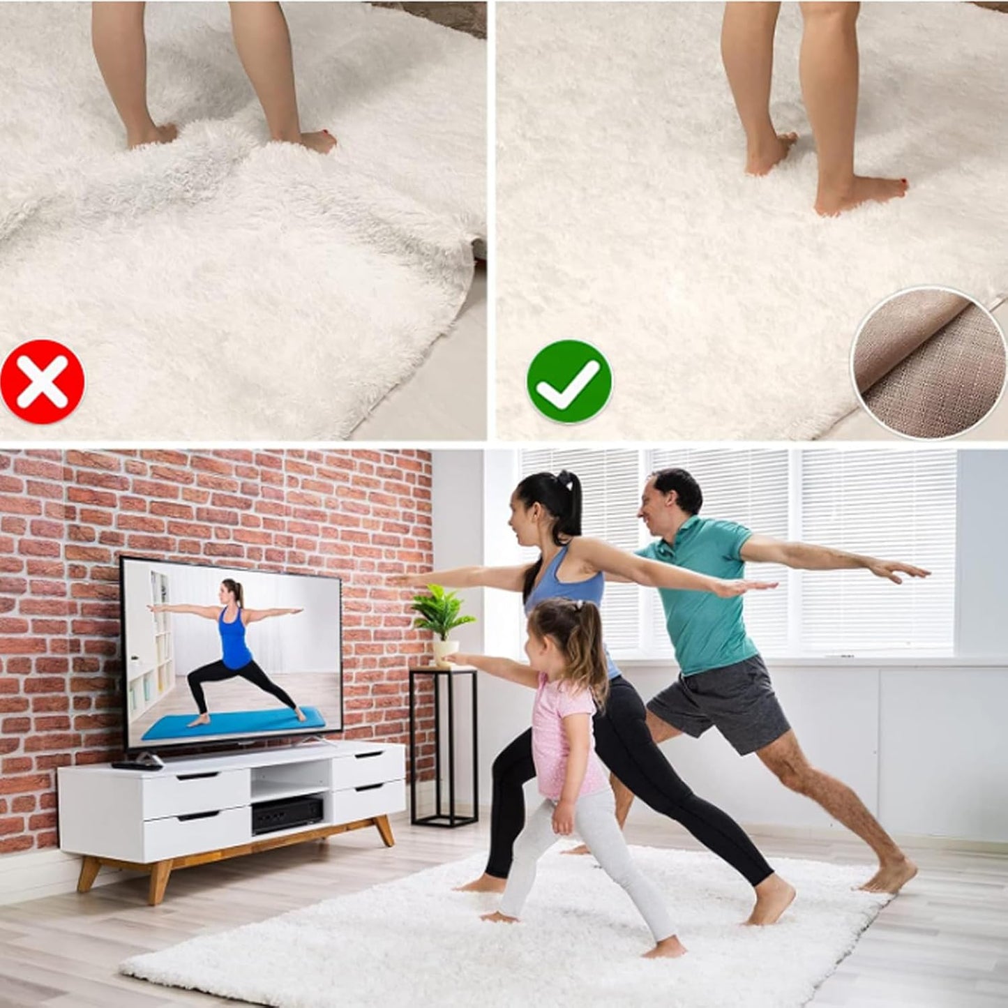 Skiennix Non-Slip Gripper Pad - Anti-Skid Mat for Hardwood & Tile Floors | Customizable Size (White, 70.8x78.7 Inch)