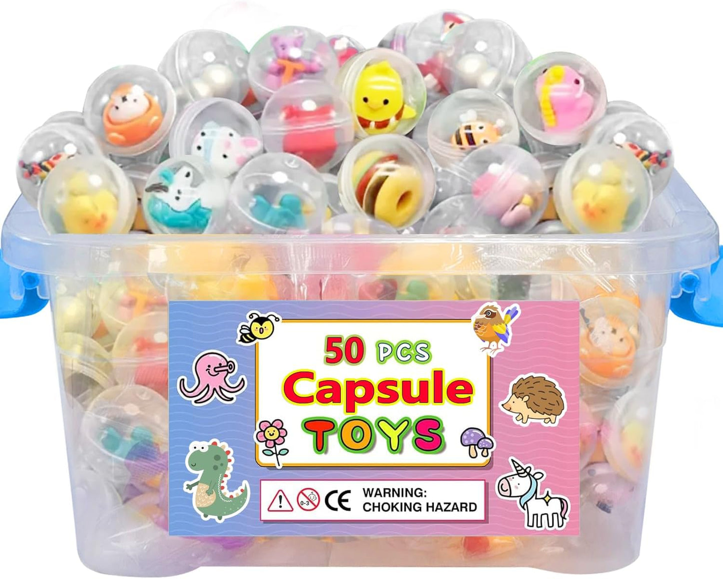 Skiennix Mini Kawaii Capsule Toys - 50-Piece Collection for Kids | Perfect for Goodie Bags & Classroom Prizes