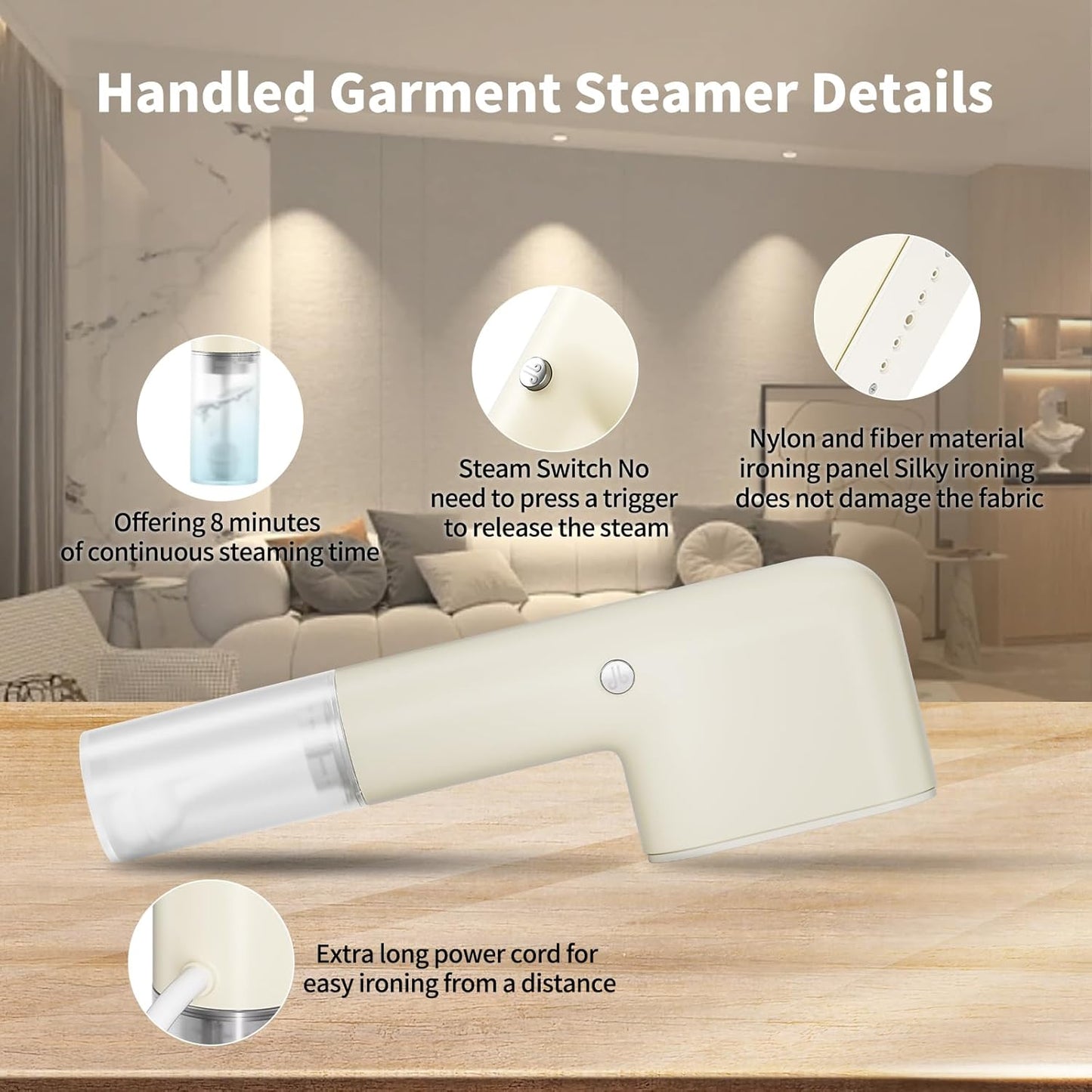 Skiennix Travel Steamer - Portable Handheld Mini Iron for Quick 15s Heat-Up | 800W Fabric Wrinkle Remover