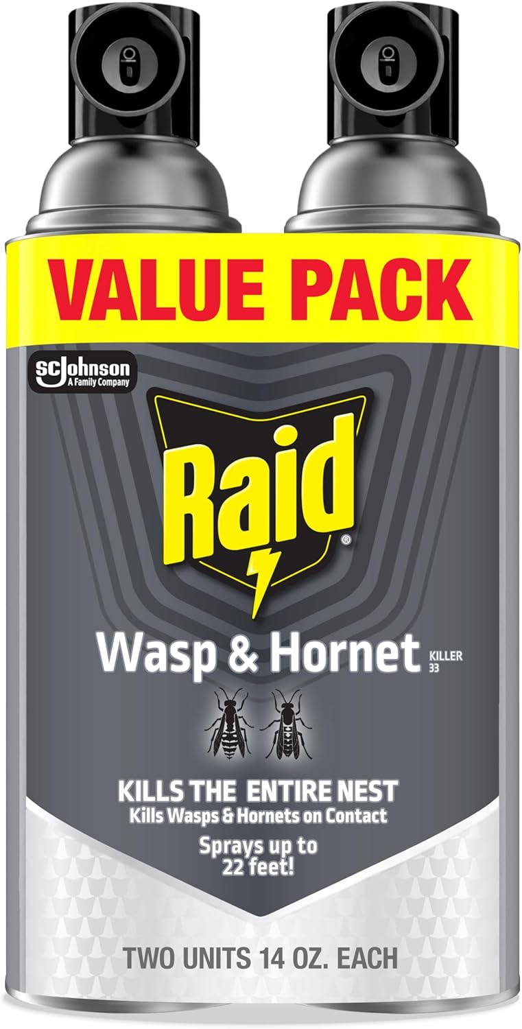 Raid Wasp & Hornet Killer Spray - Effectively Eliminates Entire Nests | 14 Oz, 2 Count