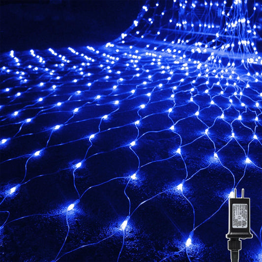 WATERGLIDE 360 LED Outdoor Christmas Net Lights - 12FT x 5FT, Waterproof with 8 Lighting Modes | Blue Holiday Decor