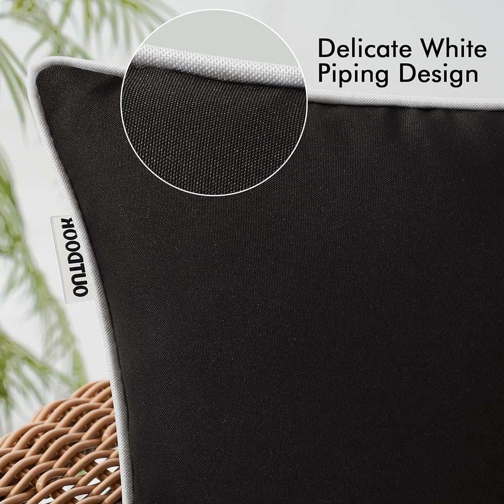 MIULEE Outdoor Waterproof Decorative Throw Pillow Covers - 18x18 Inch Solid Black for Patio & Sofa