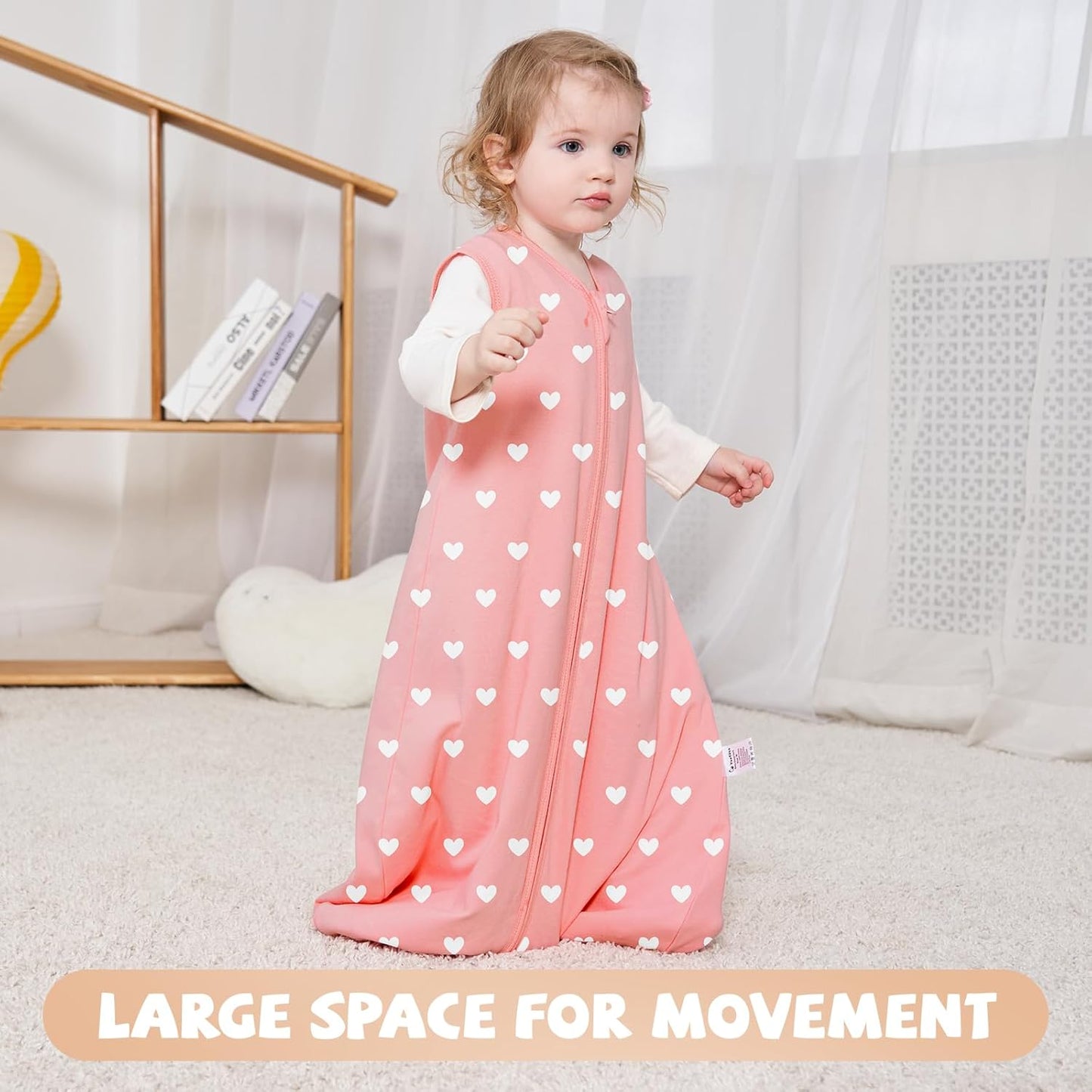 Yoofoss Baby Sleep Sack - 100% Organic Cotton Wearable Blanket | 2-Way Zipper, 0.5 TOG, 3 Pack, Large