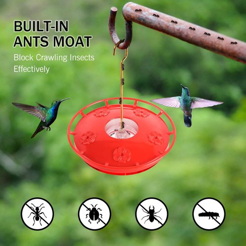 eWonLife Hummingbird Feeders - 16oz Leak-Proof Design with Ant Moat & Bee-Proof Ports | Easy Clean & Refill