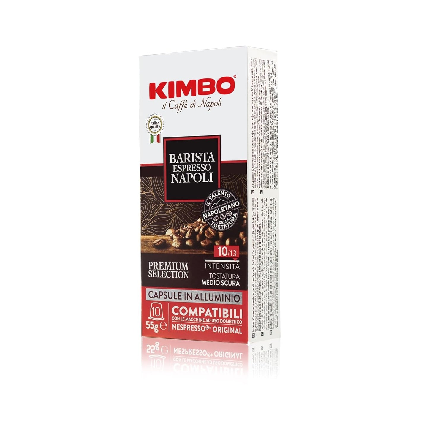 KIMBO Barista Espresso Napoli Coffee Capsules - Intensity 10 Medium-Dark Roast | 100 Capsules for Nespresso Original