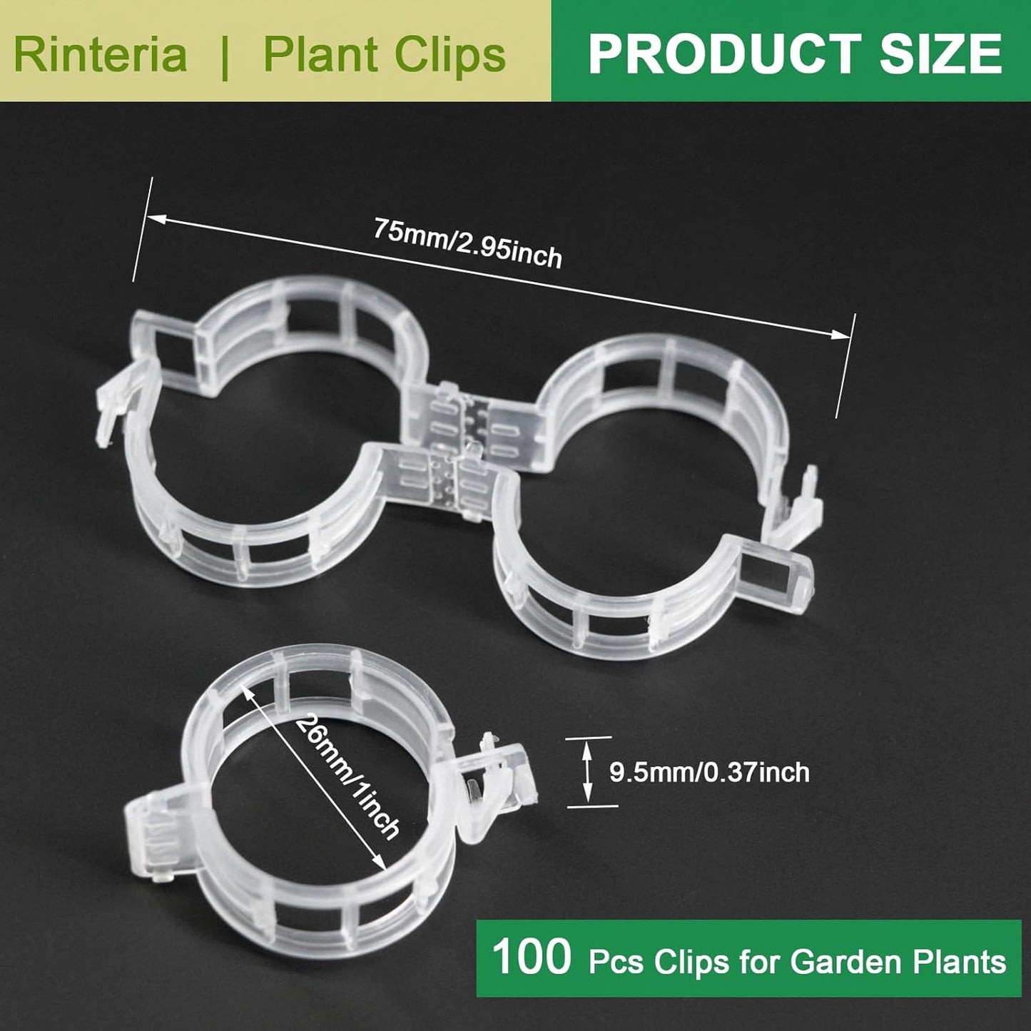 Tomato Clips - 100 Pack Clear Reusable Plant Support Clips for Climbing Vegetables & Vines