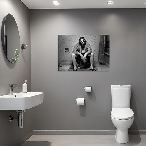 Funny Bathroom Wall Decor | 90s Movie Posters Black and White Art - Humorous Toilet Signs 16x24 in