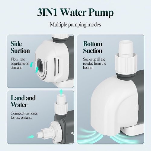 Boxtech Fish Tank Water Pump - Ultra Quiet 660 GPH Submersible Pump with 3 Nozzles | 45W High Lift for Aquariums & Ponds