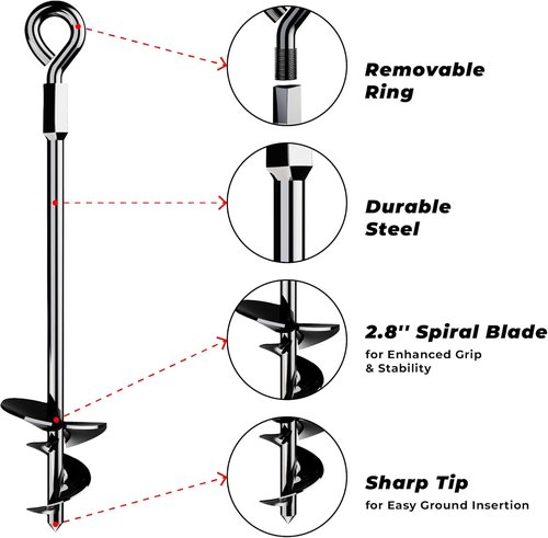 Ground Anchors 15" Heavy Duty Screw-In | Secure Your Sheds, Tents, and Trampolines Against High Winds
