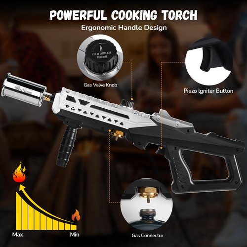 ARTFLAMM Powerful Grill Torch Gun | Propane Torch Gun, Adjustable Flamethrower | Blowtorch for BBQ, Camping, Charcoal Lighter & Fire Starter, 800,000BTU
