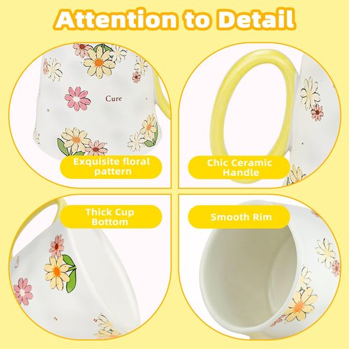 Aufisi Coffee Mug, 13.5oz Ceramic Coffee Mug with Spoon for Latte, Tea, Mocha, Cocoa, Milk, Dishwasher, Microwave Safe, Coffee Mugs with Handle for Birthday Christmas Wedding Mothers Day Gift