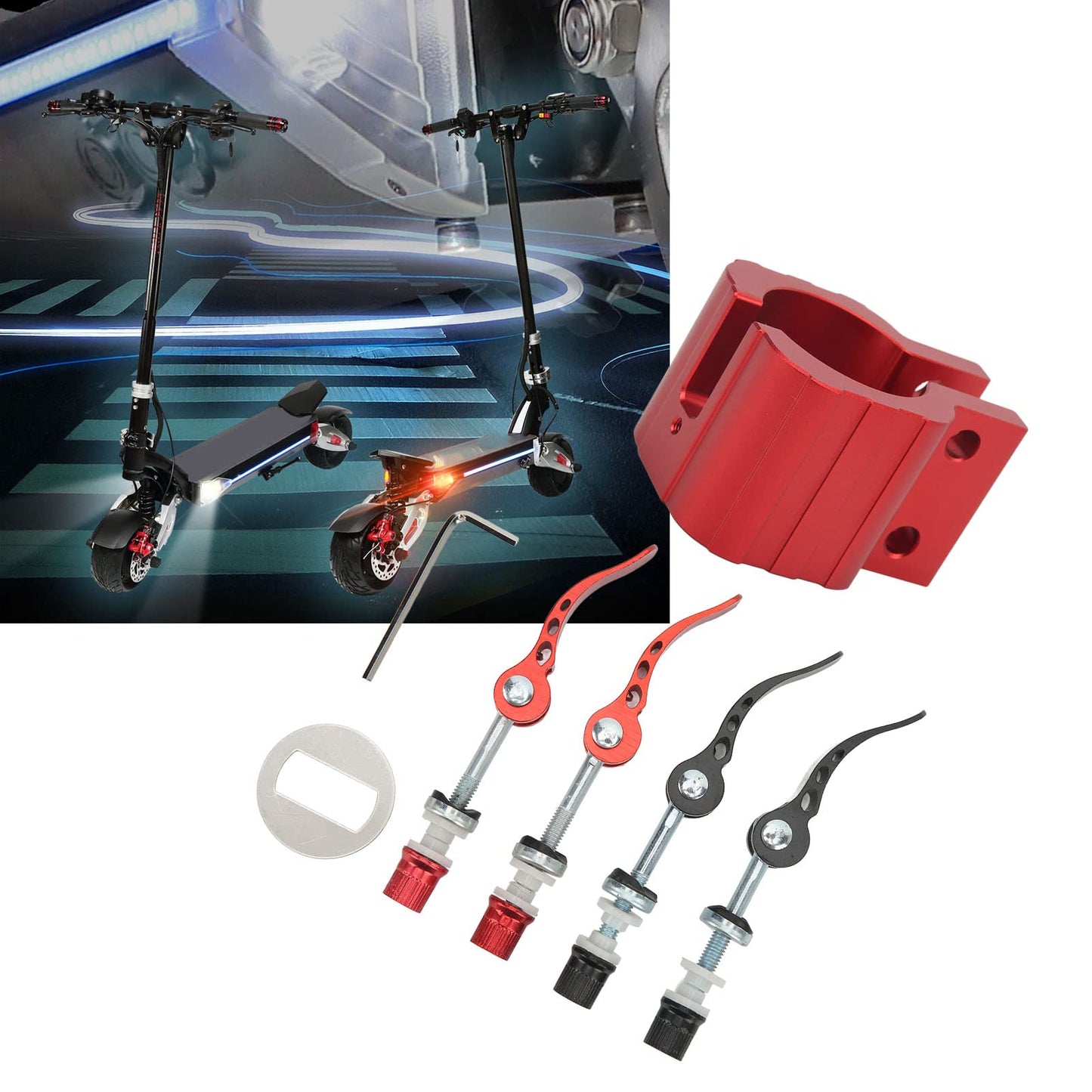 Alomejor Electric Scooter Lock,Quick Release Lever Easy Attachment Scooter clamp Rugged Design with Hex Wrench Included for commuters Urban Riders Daily Travel Security