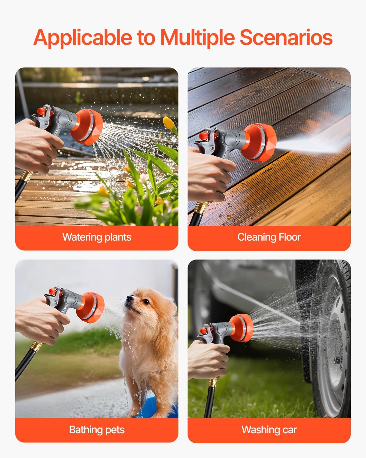 VEVOR Retractable Garden Hose Reel - 1/2 Inch x 84 ft Heavy Duty Wall Mounted with 9-Pattern Nozzle & 180° Swivel Bracket