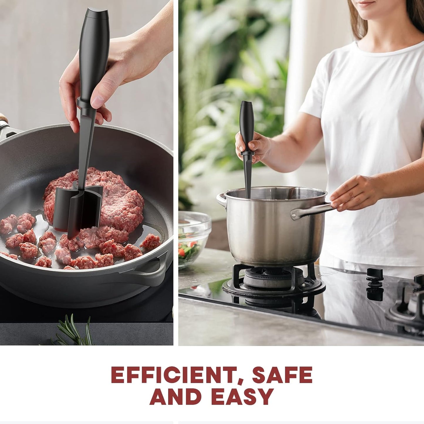 Skiennix Meat Chopper - Premium Heat Resistant Hamburger Grinder for Ground Beef | Black