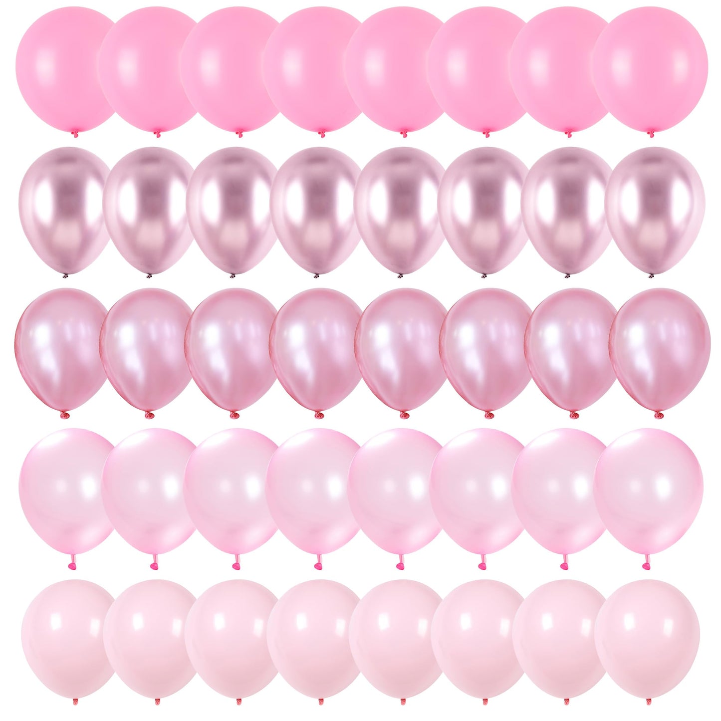 Pink Balloons Set, 60 Packs 12 Inch Metallic Chrome Pink Pearl Macaron Light Pink Different Shades Balloons for Girl Women Birthday Decorations, Wedding, Christening, Baby Shower Party
