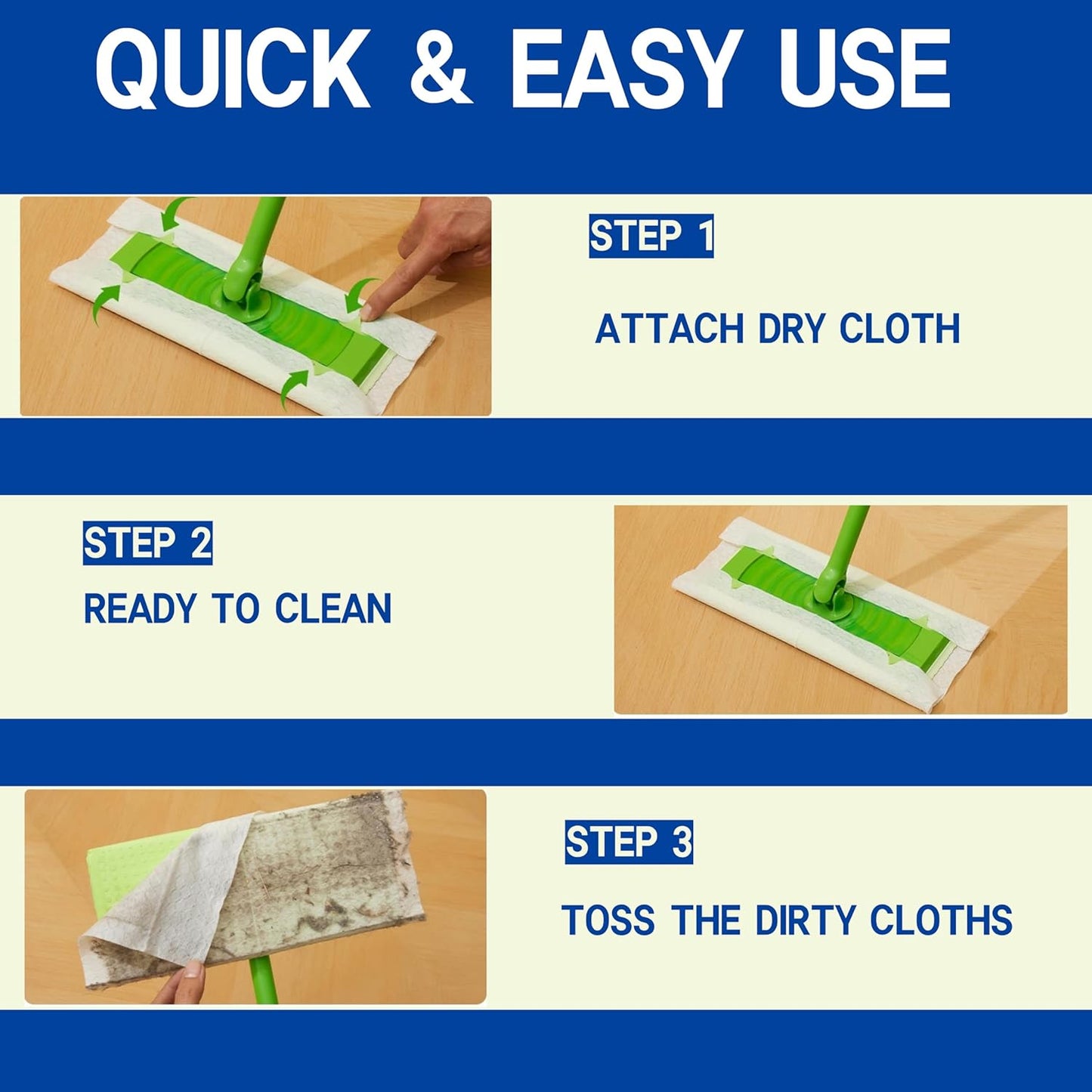 Skiennix Disposable Mop Cloths - 80 Pack Floor Dust Mop Pads for Swiffer Standard Sweeper