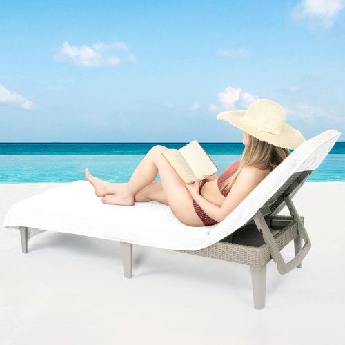 Cotton Paradise Lounge Chair Towel - 32x86 Inch Pool & Beach Towel with Pocket | White, 1 Piece