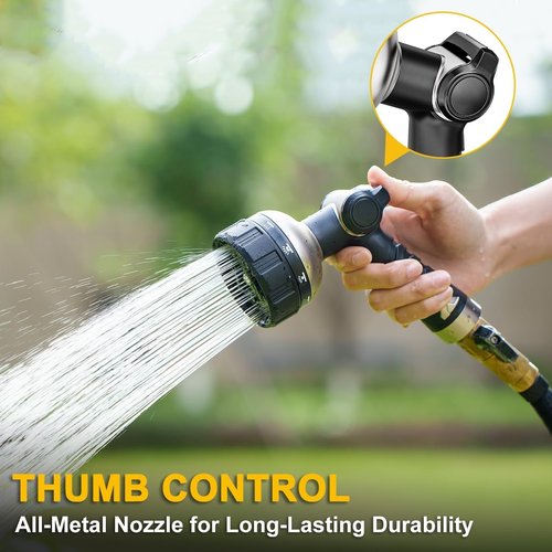 FANHAO Heavy Duty Metal Garden Hose Nozzle - 10 Spray Patterns & High Pressure Control | Ideal for Plants, Cars & Pets