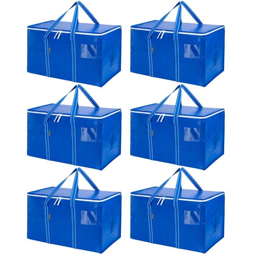 BALEINE 6-Pack Oversized Moving Bags with Reinforced Handles, Heavy-Duty Storage Tote for Clothes, Moving Supplies (Royal Blue, 6-Pack)