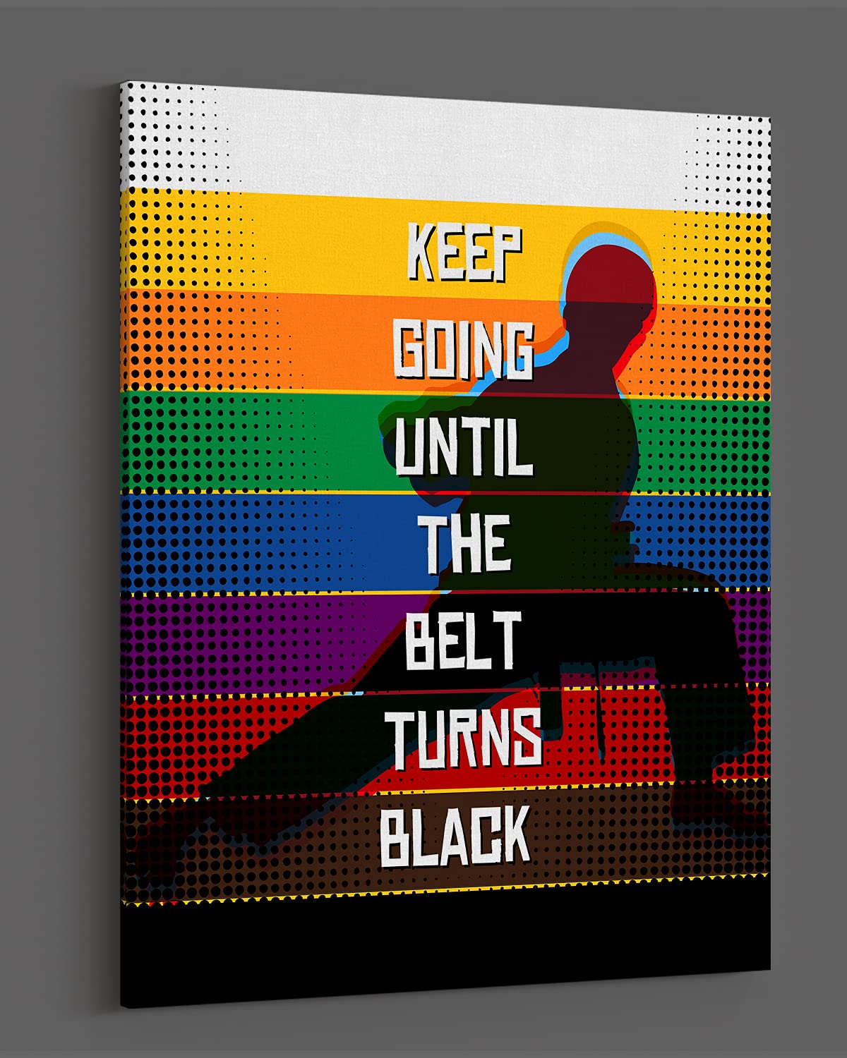 Govivo Karate Themed Gifts Wall Art - 16x20 Ready To Hang Canvas - Inspirational Wall Art - Martial Art Motivational Sports Quotes Poster - Jiu Jitsu Picture - Dojo Decor