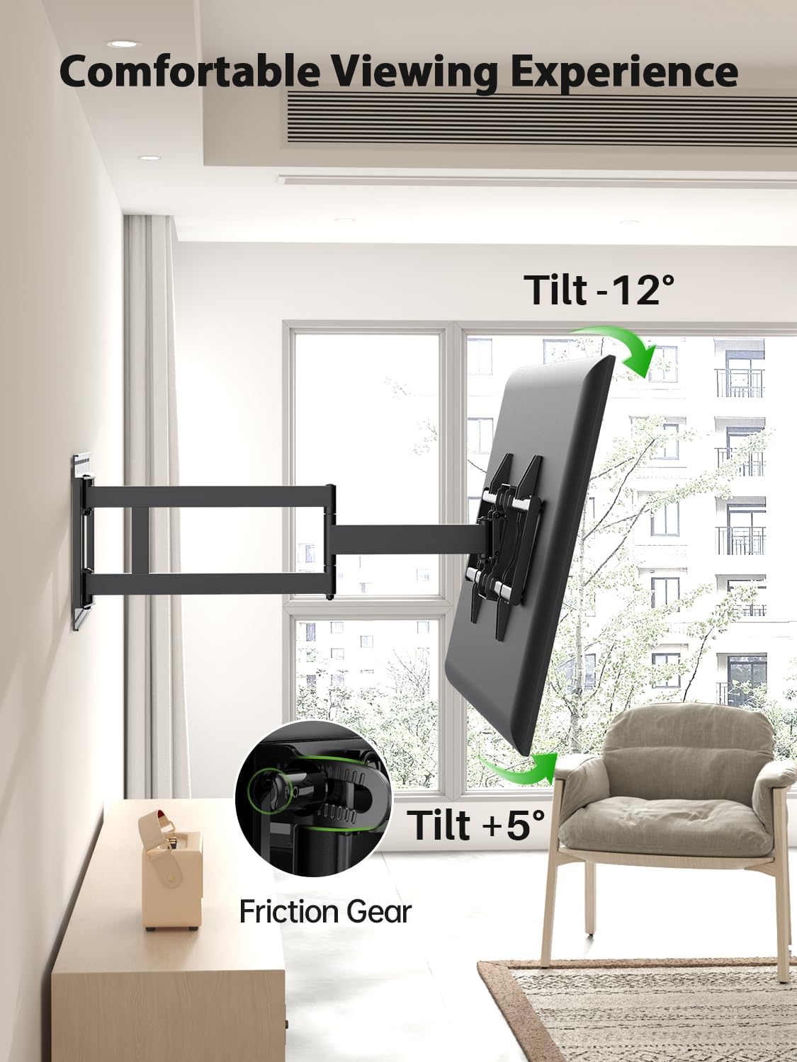 USX Mount Long Arm TV Wall Mount - Full Motion Design for 42-95 Inch TVs | 40 Inch Extension, Swivel & Tilt, 150lbs Capacity