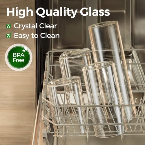 ComSaf Glass Spaghetti Storage Containers - Airtight 2.2 Qt Set of 3 | Tall Clear Jars for Pasta, Flour, and More