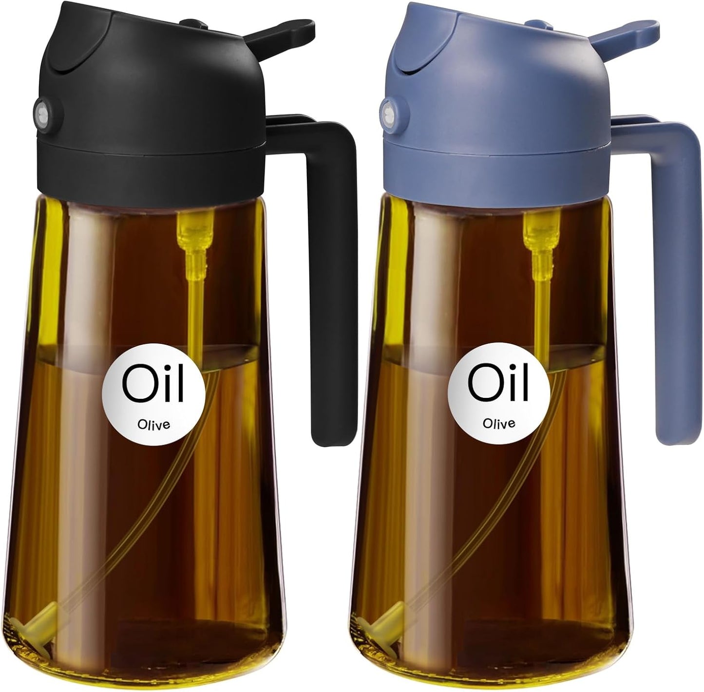 YARRAMATE 2Pcs Dark Brown Oil Sprayer - Food-Grade 2-in-1 Olive Oil Dispenser | 16oz for Cooking & BBQ