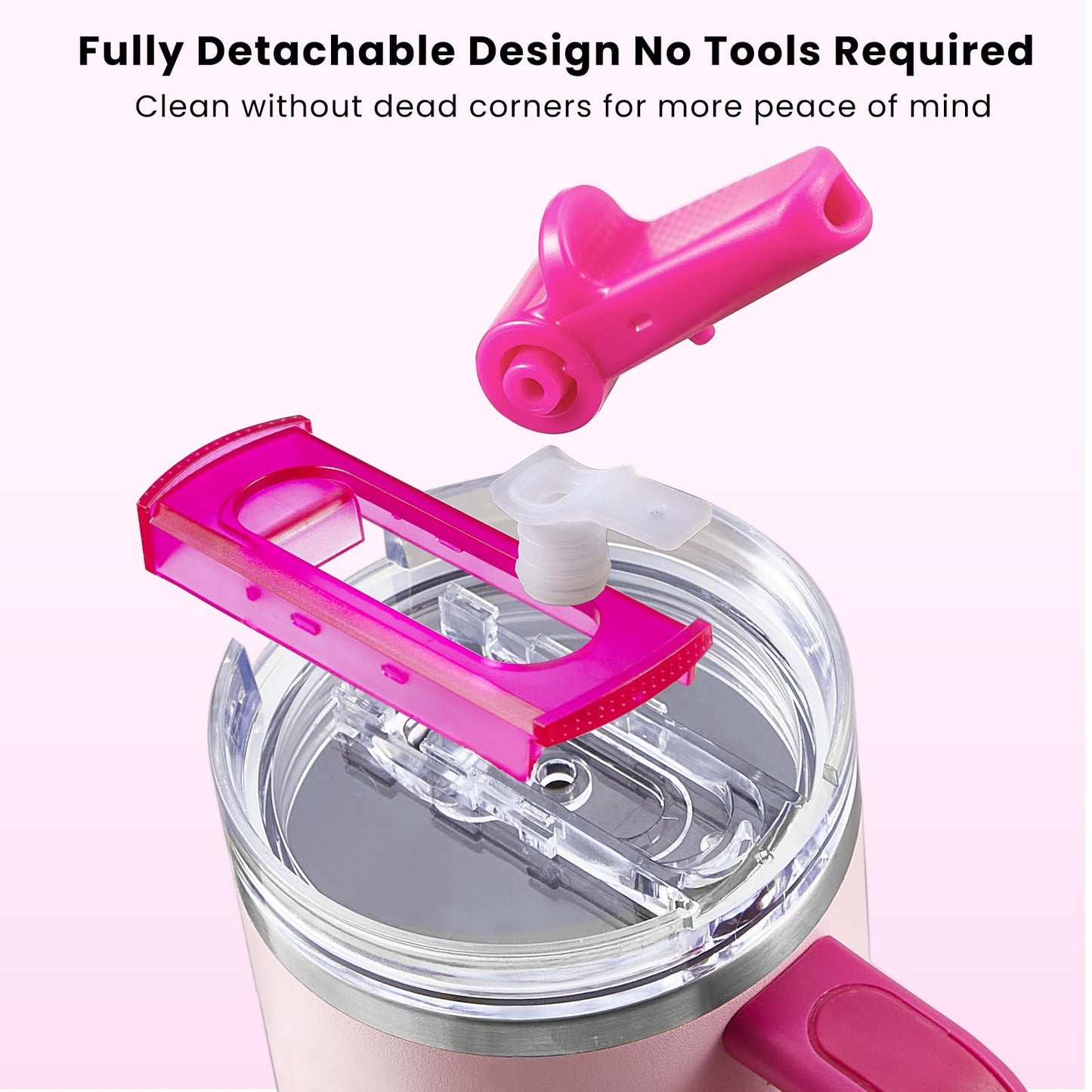 ANTAND 2 Pack Detachable Flip Straw Lid Replacement for 30 oz Stanley Quencher H2.0 & ProTour, Leakproof Spill Proof Lids Straw Cover for Stanley Cup Accessories 30oz, Easy to Clean (Cream, Cream)