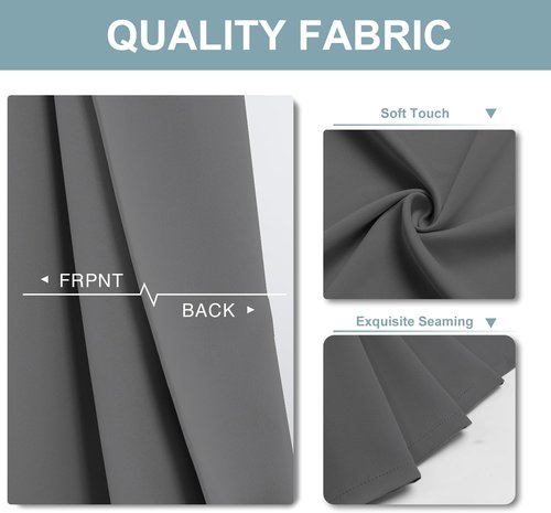 ChrisDowa Blackout Curtains - 95 Inch Thermal Insulated Grommet Panels for Bedroom & Living Room (Grey, 2 Panels)