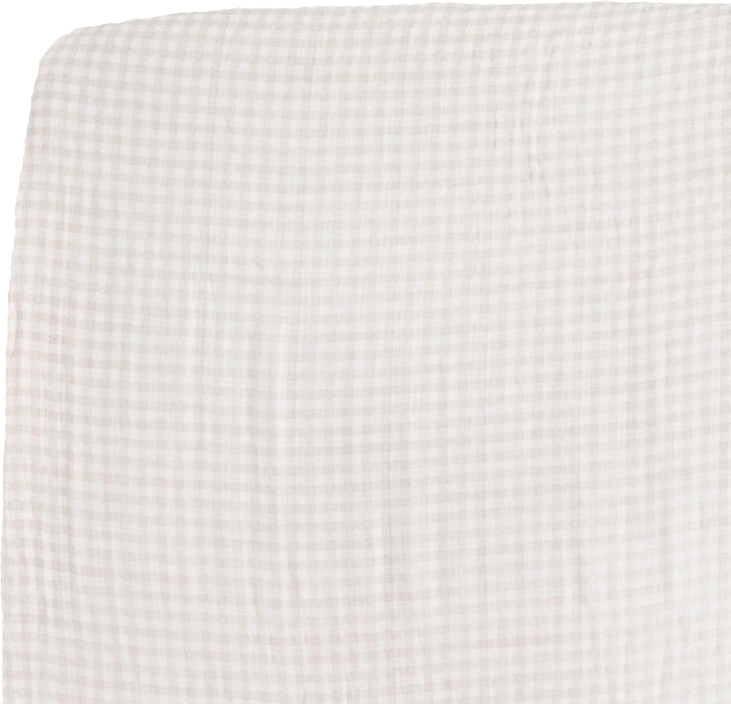 Little Unicorn Premium Crib Sheet - Breathable Super-Soft Muslin Fabric in Tan Gingham