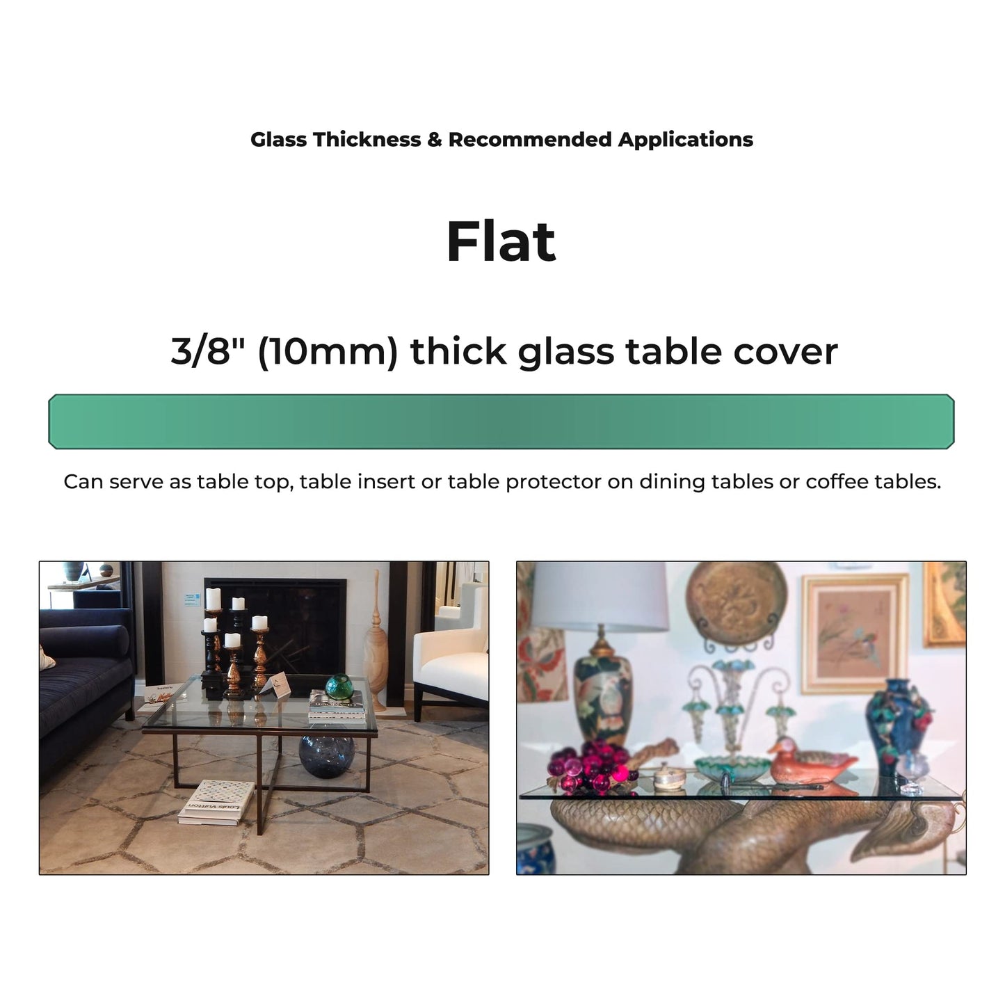 Clear Tempered Glass Table Top 14 Inch Square Flat Edge with 3/8 Inch Thickness for Dining, Coffee or Side Tables by Fab Glass and Mirror