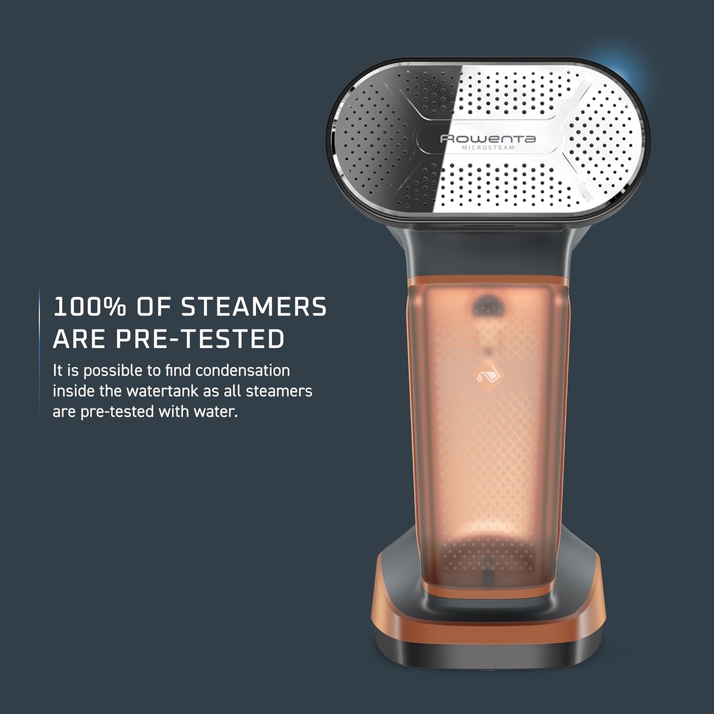 Rowenta Handheld Clothing Steamer - 3-in-1 Iron & Lint Remover, 7.1 Oz Tank, 1875 Watts, Black & Copper