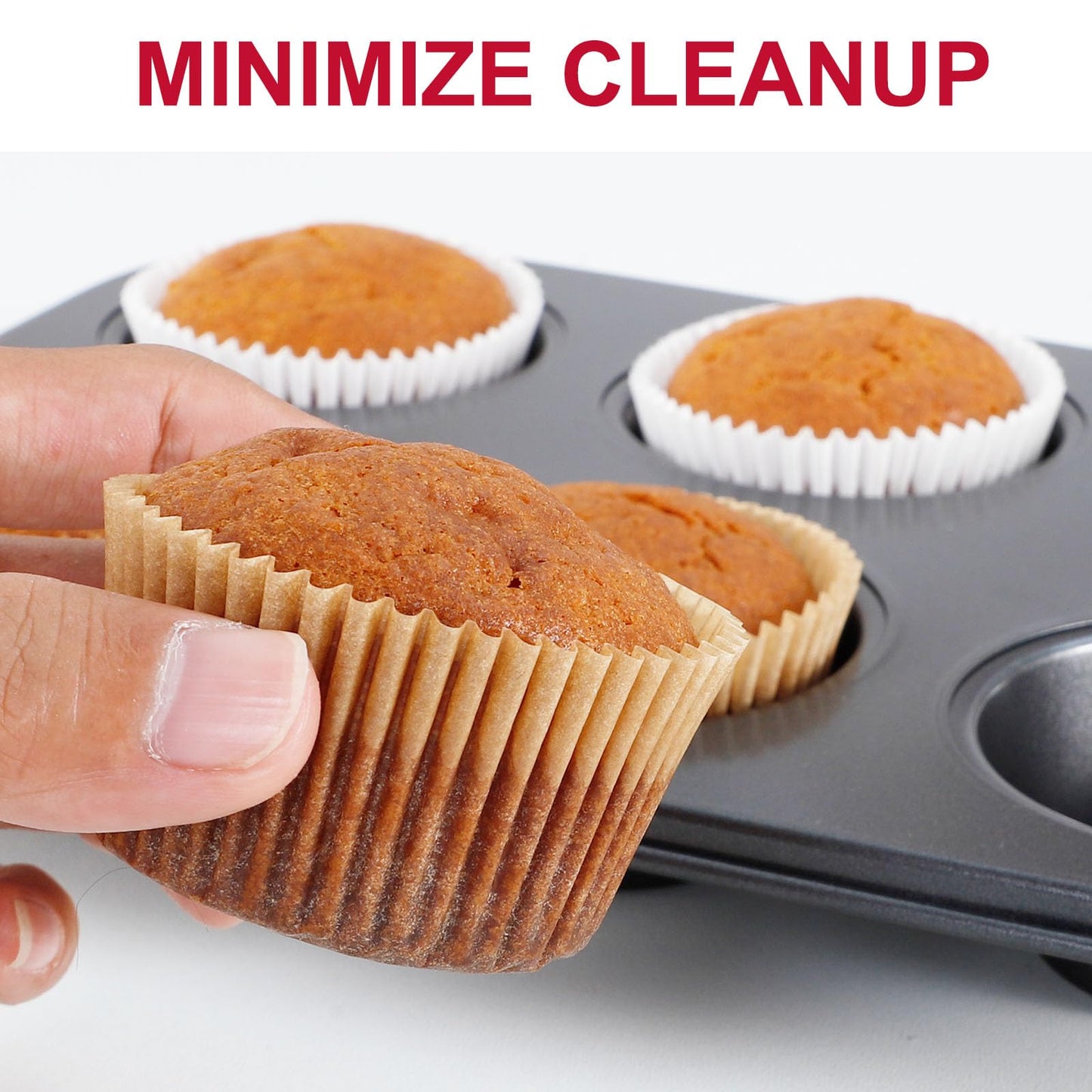 Caperci Standard Cupcake Muffin Liners for Baking 300 Pcs - Odorless Greaseproof Paper Muffin Baking Cups for Wedding Birthday Party Baby Shower Festivals (Natural)