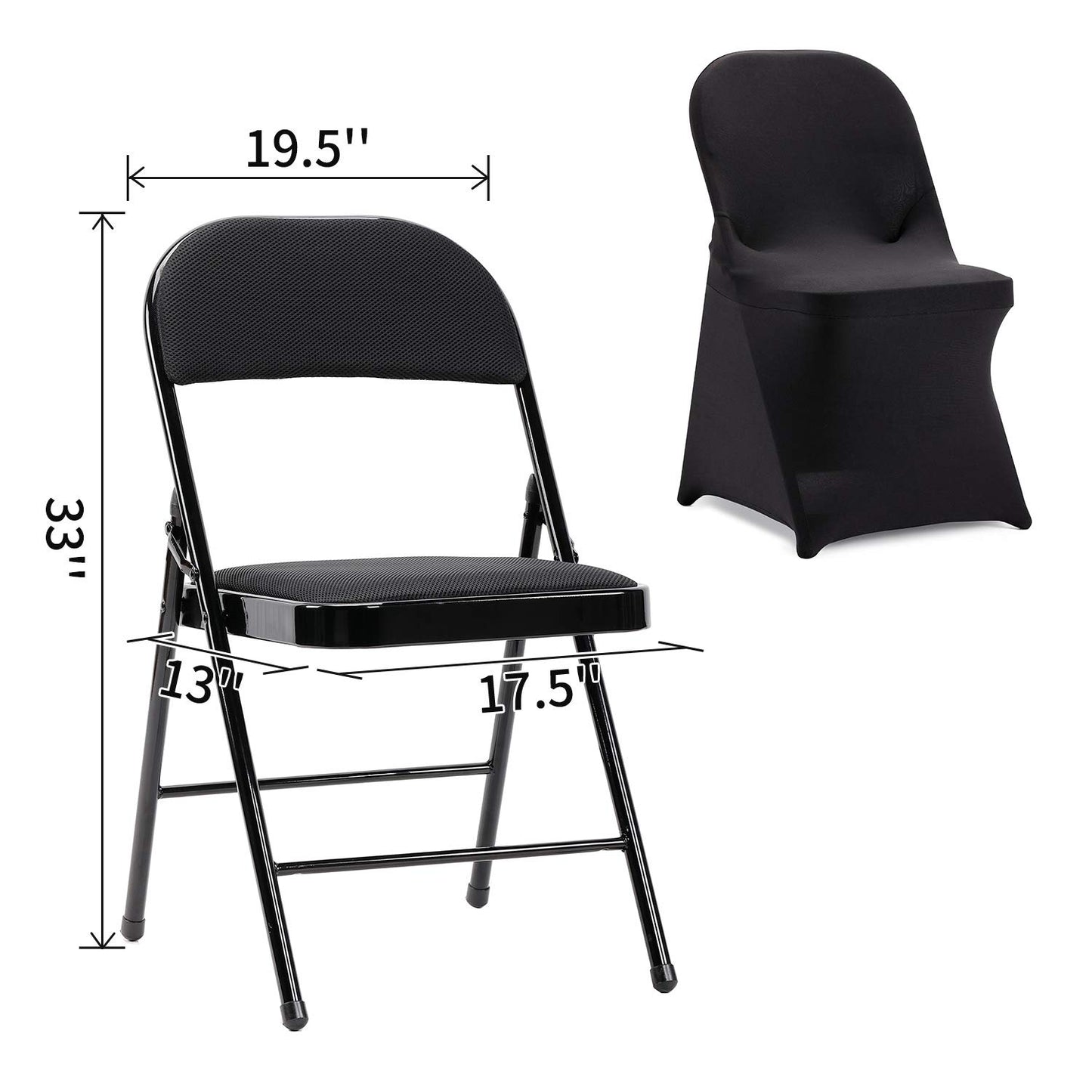 Peomeise Stretch Spandex Folding Chair Cover for Wedding Party Dining Banquet Event (Black,12pcs)