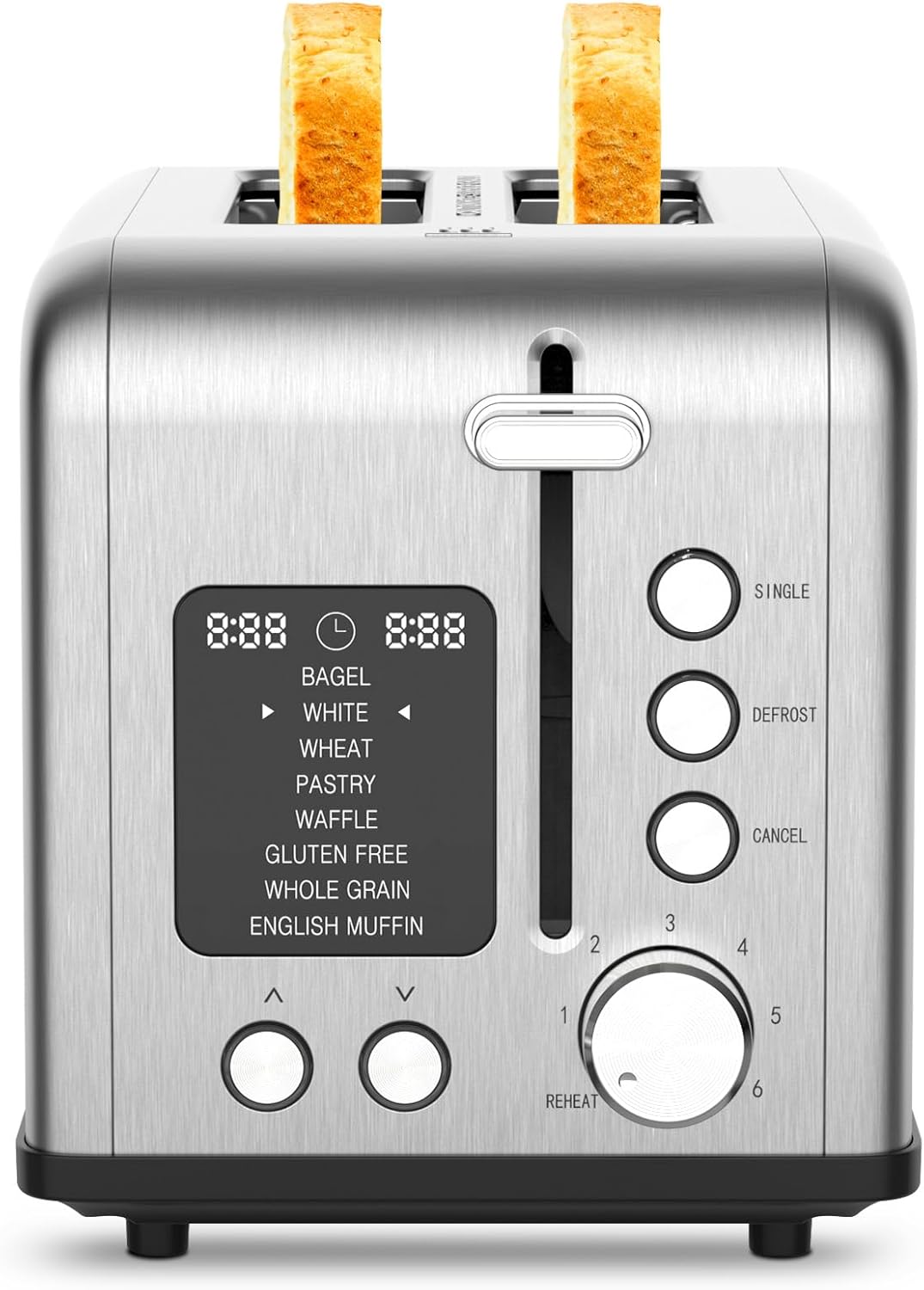 Skiennix 2-Slice Bagel Toaster - Stainless Steel with LED Timer & 6 Browning Levels | 825W Power
