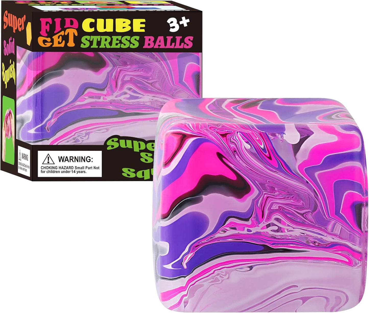 Skiennix Fidget Toys - Squishy Stress Cube for Kids & Adults | Sensory Relief Ball - Pink