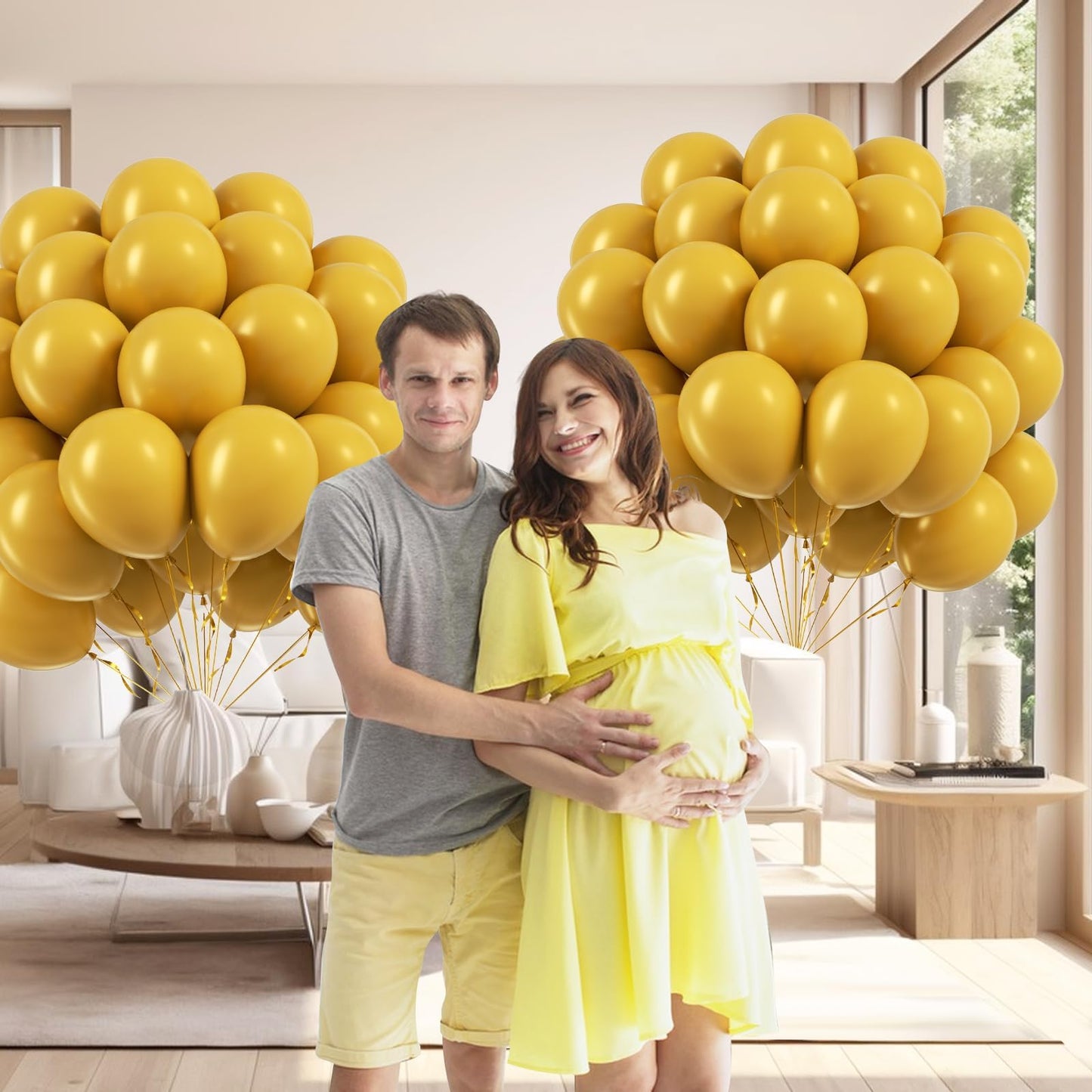 Mustard Yellow Balloons 12 inch, Mustard Yellow Latex Balloons 50pcs Party Balloons for Sunflower Bee Thanksgiving Fall Baby Shower Birthday Party Decorations