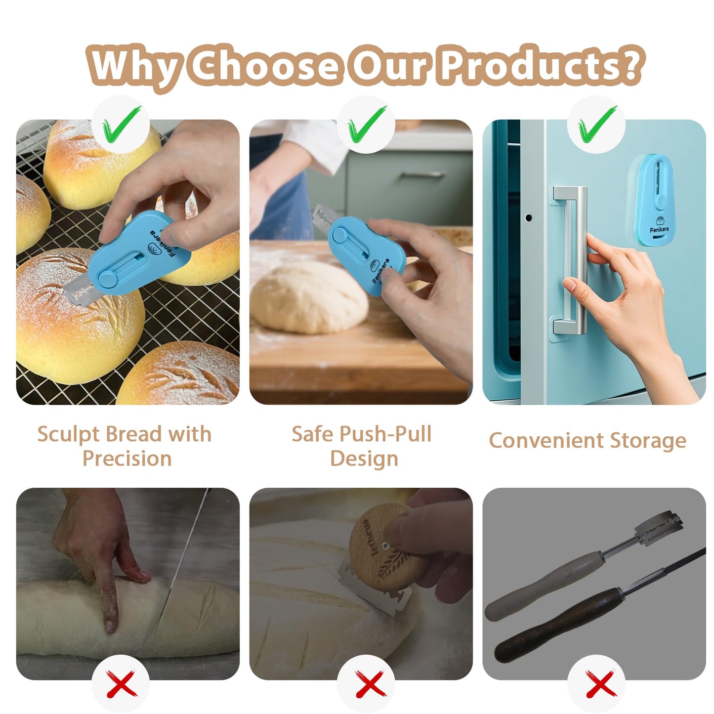 Professional Bread Lame,Upgraded Extractable & Magnetic Bread Lame Dough Scoring Tool,Premium Sourdough scoring tool for Sourdough Bread baking & Bread Making Tools,Includes 10 Razor Blades (Blue)