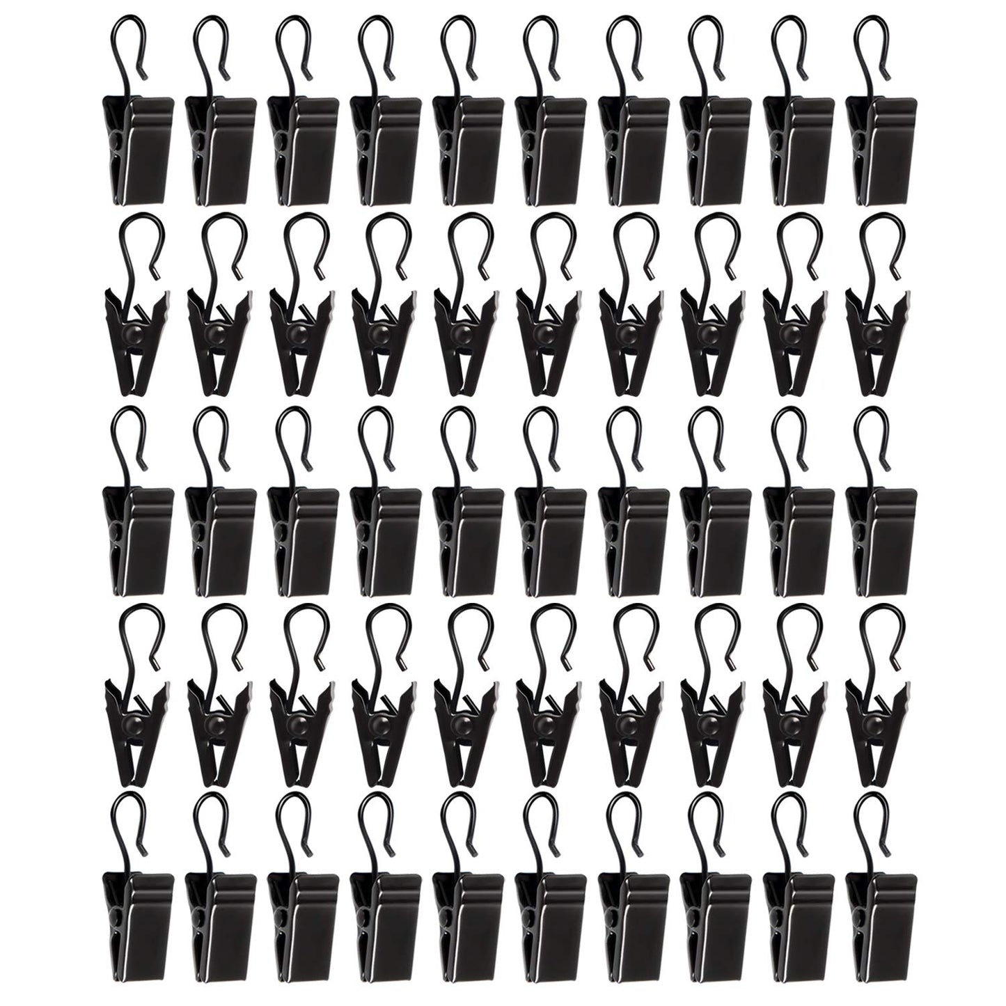 50 Pack Small Heavy-Duty Hook Clip Set Curtain Clips for Curtain Photos Home Decoration Art Craft Display Stand Hang Clip (Black)