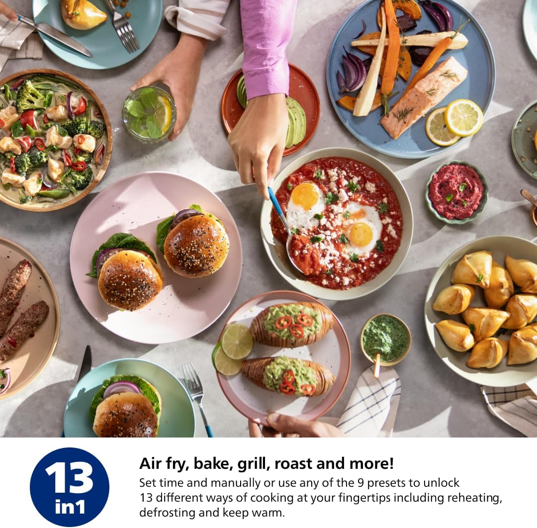 Philips Air Fryer 2000 Series - 13-in-1 Functions, 6.6 Quarts, Compact Design, Black | NA231/00